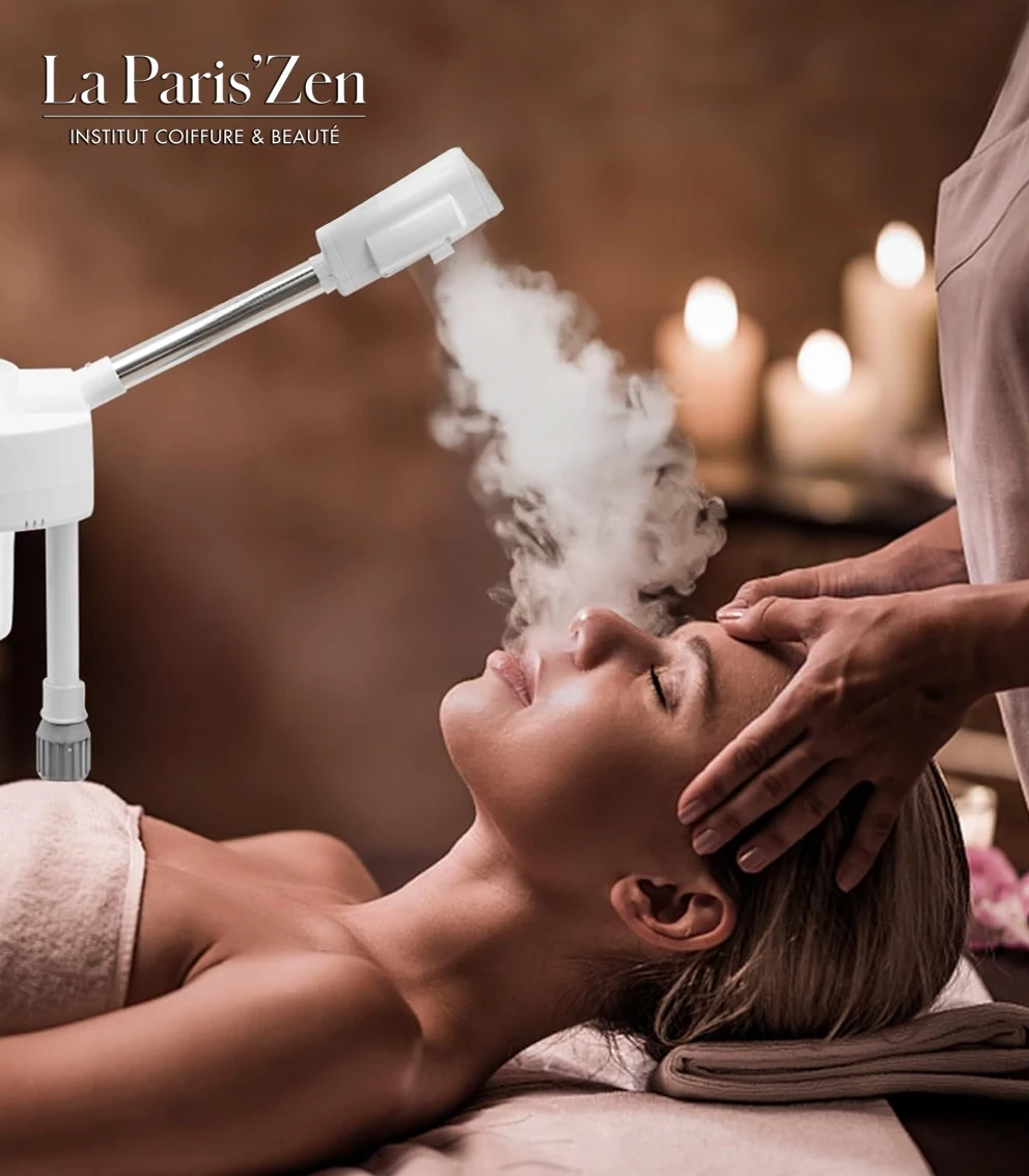 extraction des comédons sous vapozone dans un institut esthétique professionnel à Paris