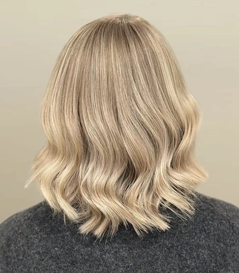 Cheveux balayage blond beige naturel réalisé par coiffeur coloriste Paris 14