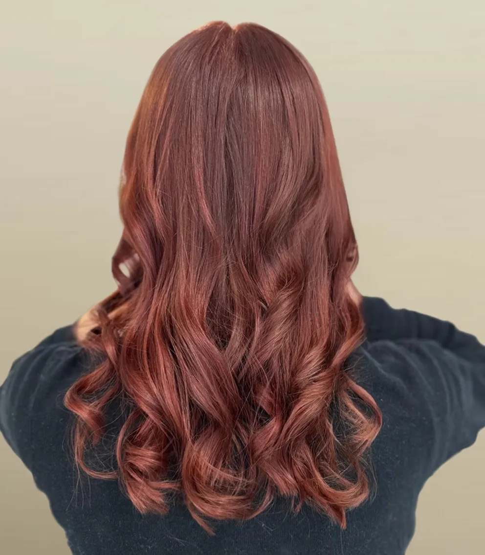 Transformation coloration acajou cheveux longs coiffeur Paris 14 La Paris’zen Institut