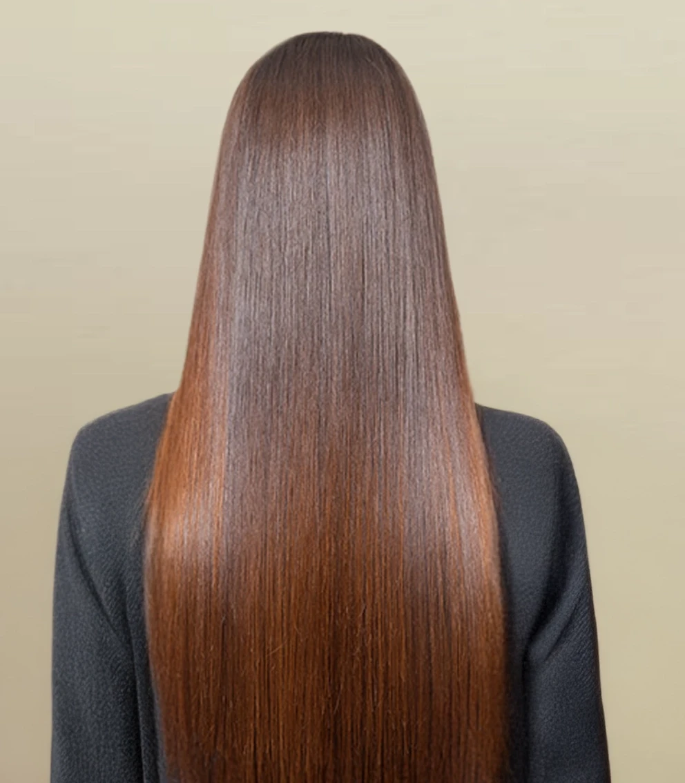 Transformation cheveux lissage français réalisée au salon La Paris’zen Institut Paris 14