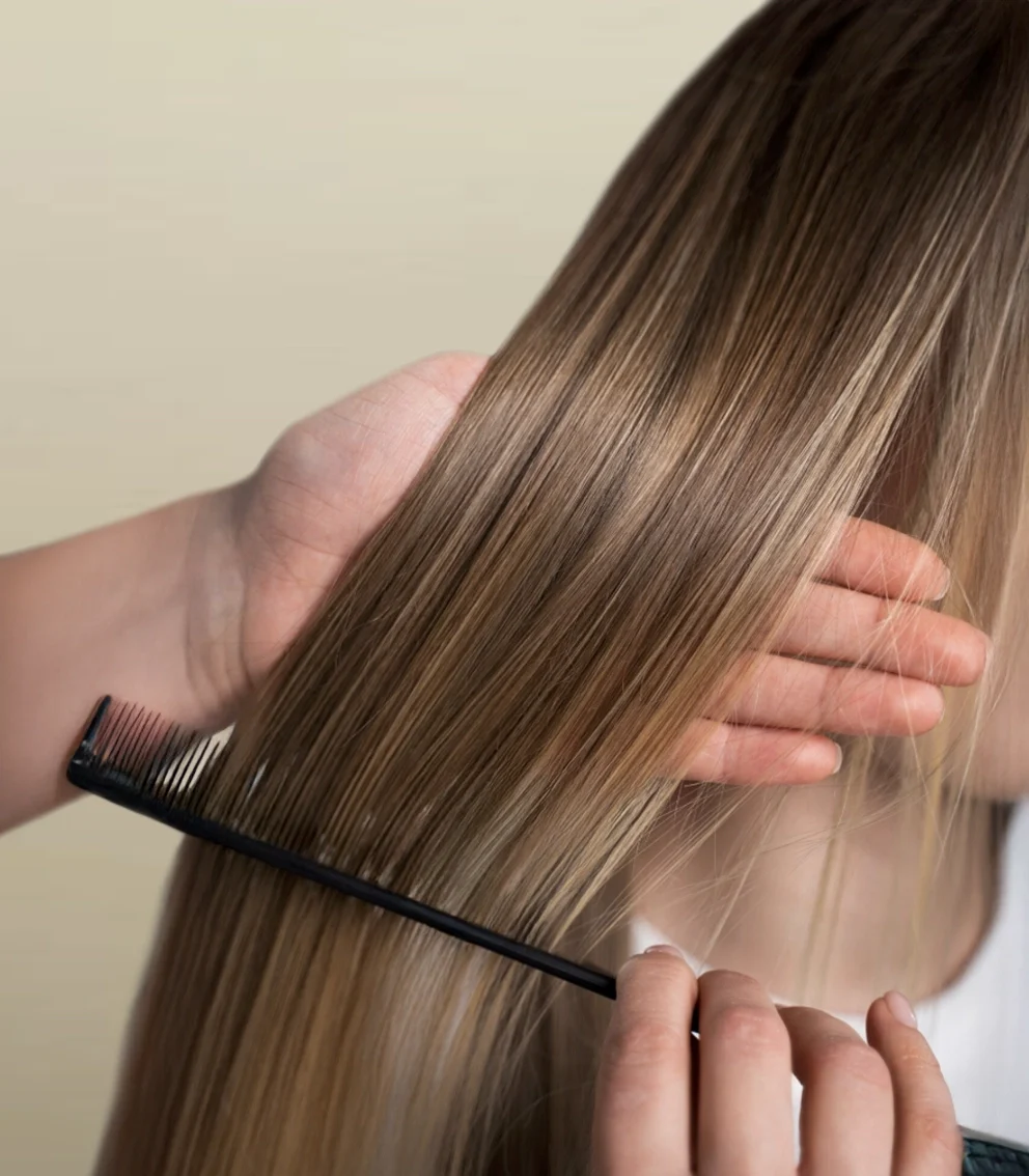 Transformation cheveux lissage tanin réalisée au salon La Paris’zen Institut Paris 14