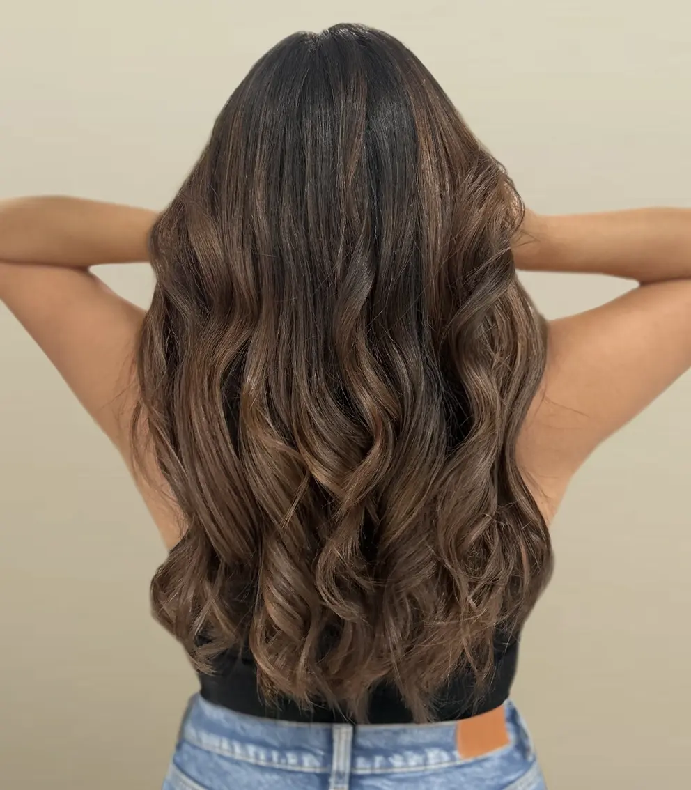 Transformation ombré hair brun cheveux longs coiffeur Paris 14 La Paris'zen Institut