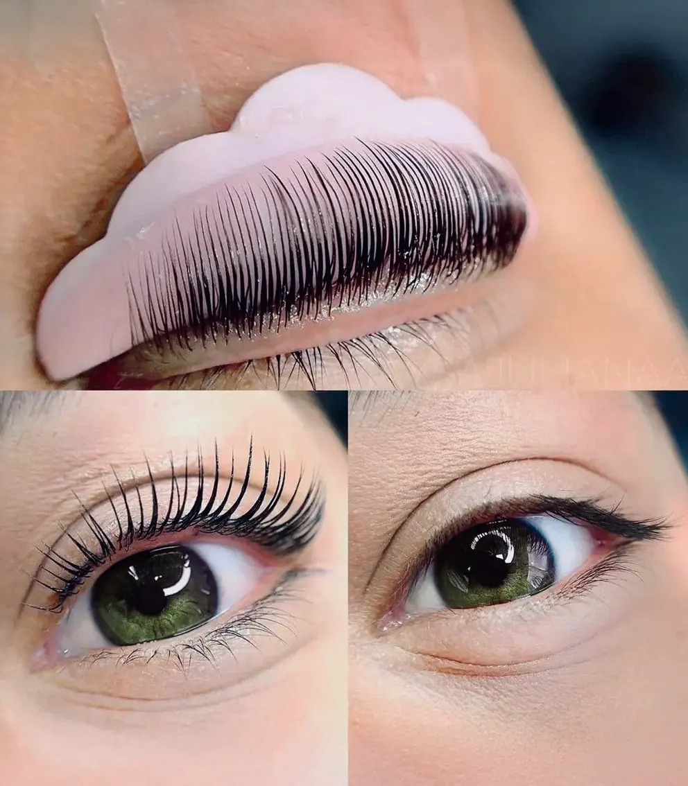 Rehaussement de cils avec teinture et lash botox réalisé à l’institut Paris 14