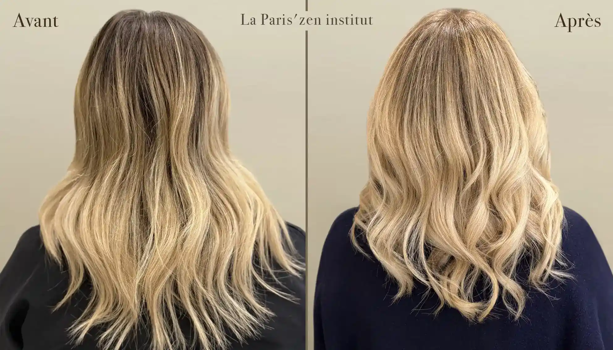 balayage blond avant après réalisé par coiffeur expert à Paris cheveux lumineux effet naturel transformation