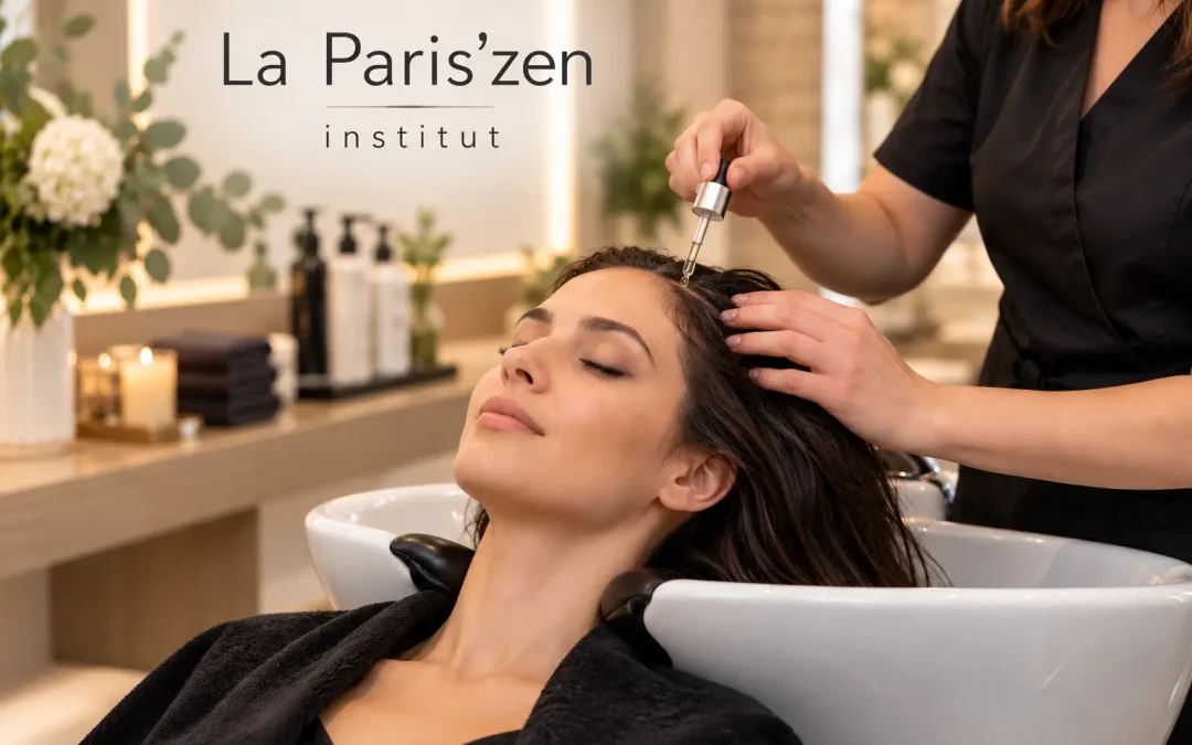 Soin hydratant pour cuir chevelu sec avec massage et rituel apaisant à La Paris'zen Institut Paris 14